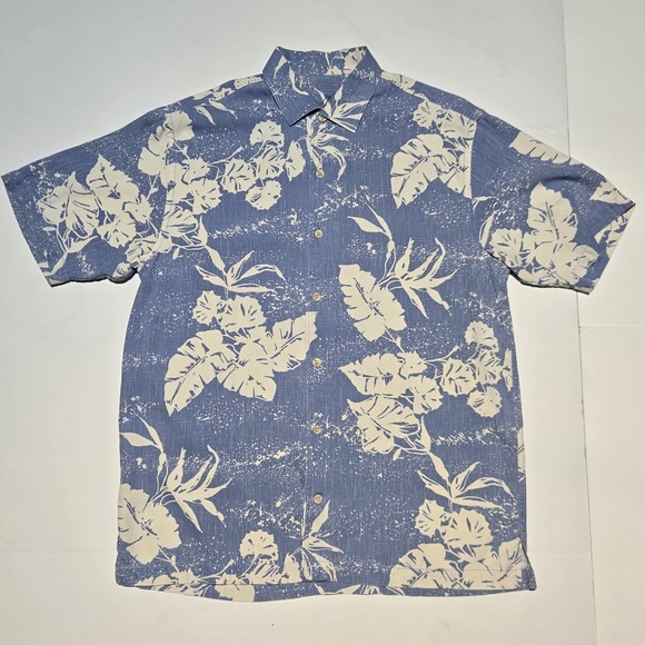Tommy Bahama Other - Tommy Bahama 100% Silk Hawaiian Camp Shirt Mens M Blue Floral Aloha Tropical